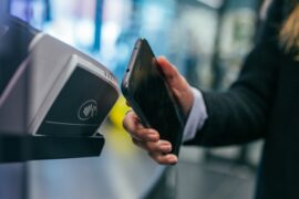 phone in front of bar reader to show fintech lending evolution