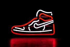 Illuminated Nike shoes doing brand marketing