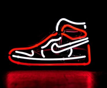 Illuminated Nike shoes doing brand marketing