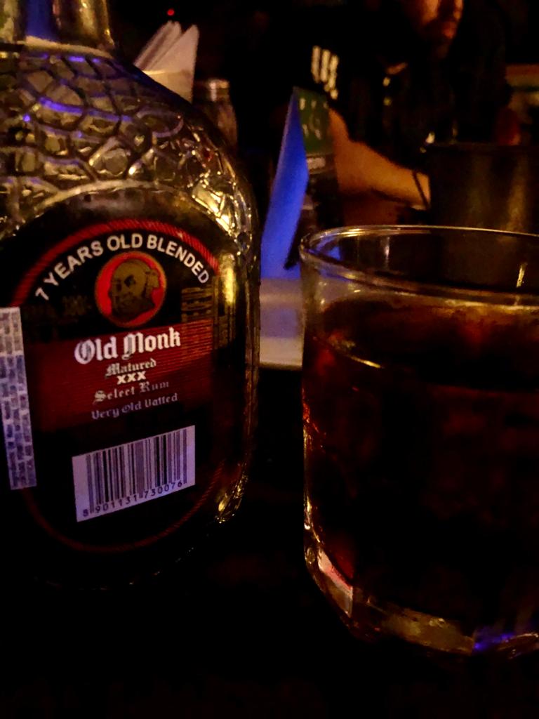 old monk rum bottle