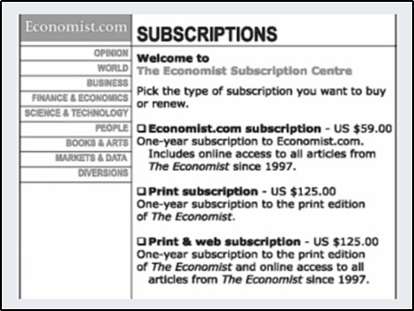 the economist decoy pricing effect