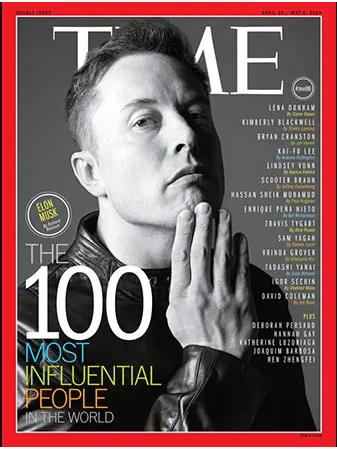 elon musk on times cover to show tesla marketing strategy